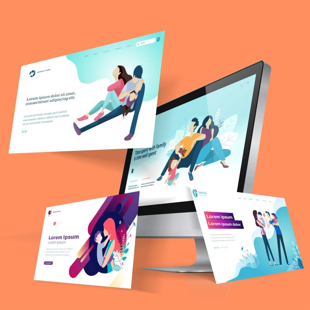 Website and layout design mockups