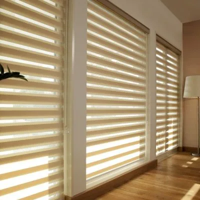 Zebra day and night blinds filtering soft light