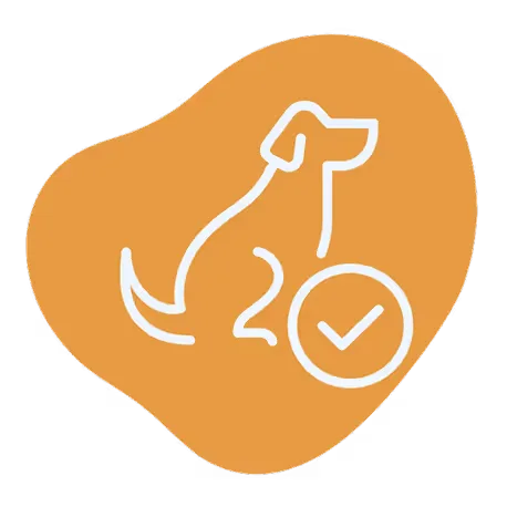 Icon of a dog with a check mark