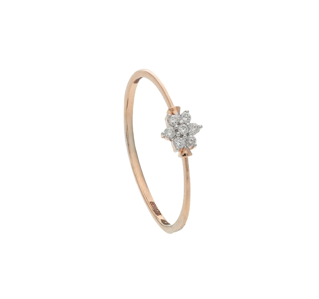 A rose-gold diamond cluster ring from Red Rose Jewellery on a white background