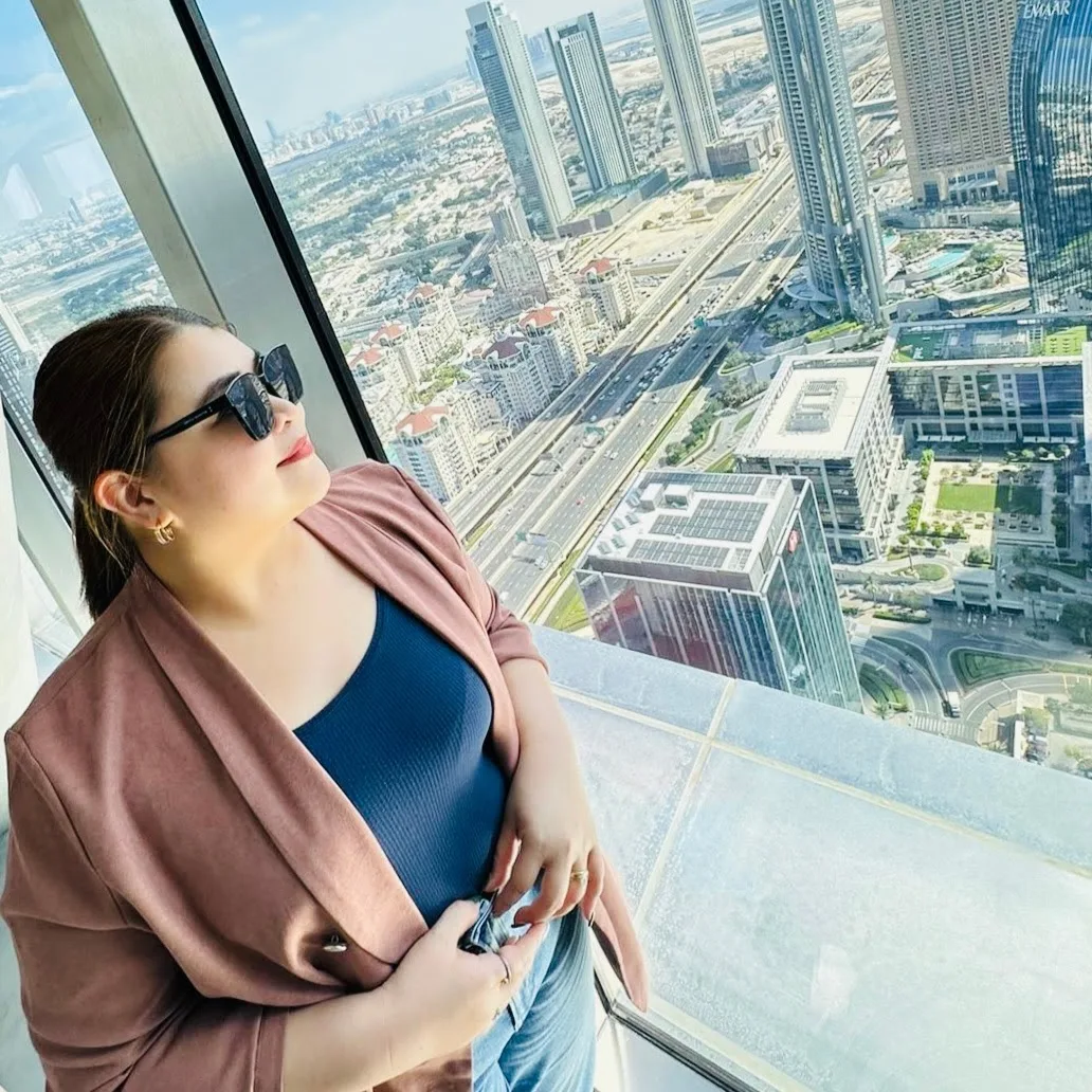 A guest enjoying the Dubai skyline