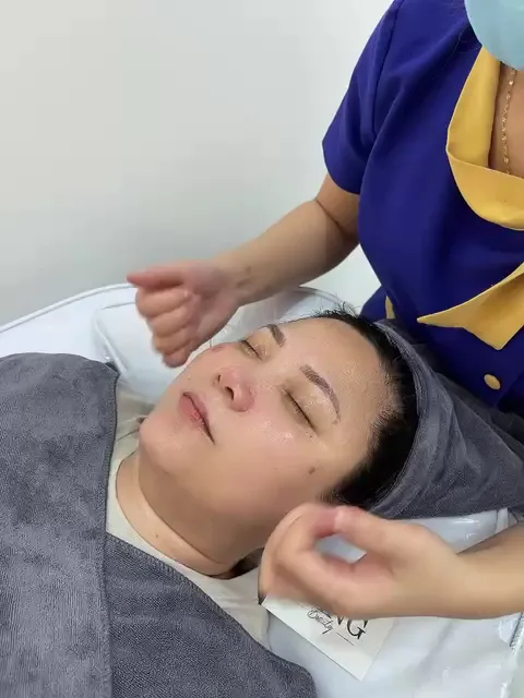 Relaxing facial treatment in progress at Zang Beauty
