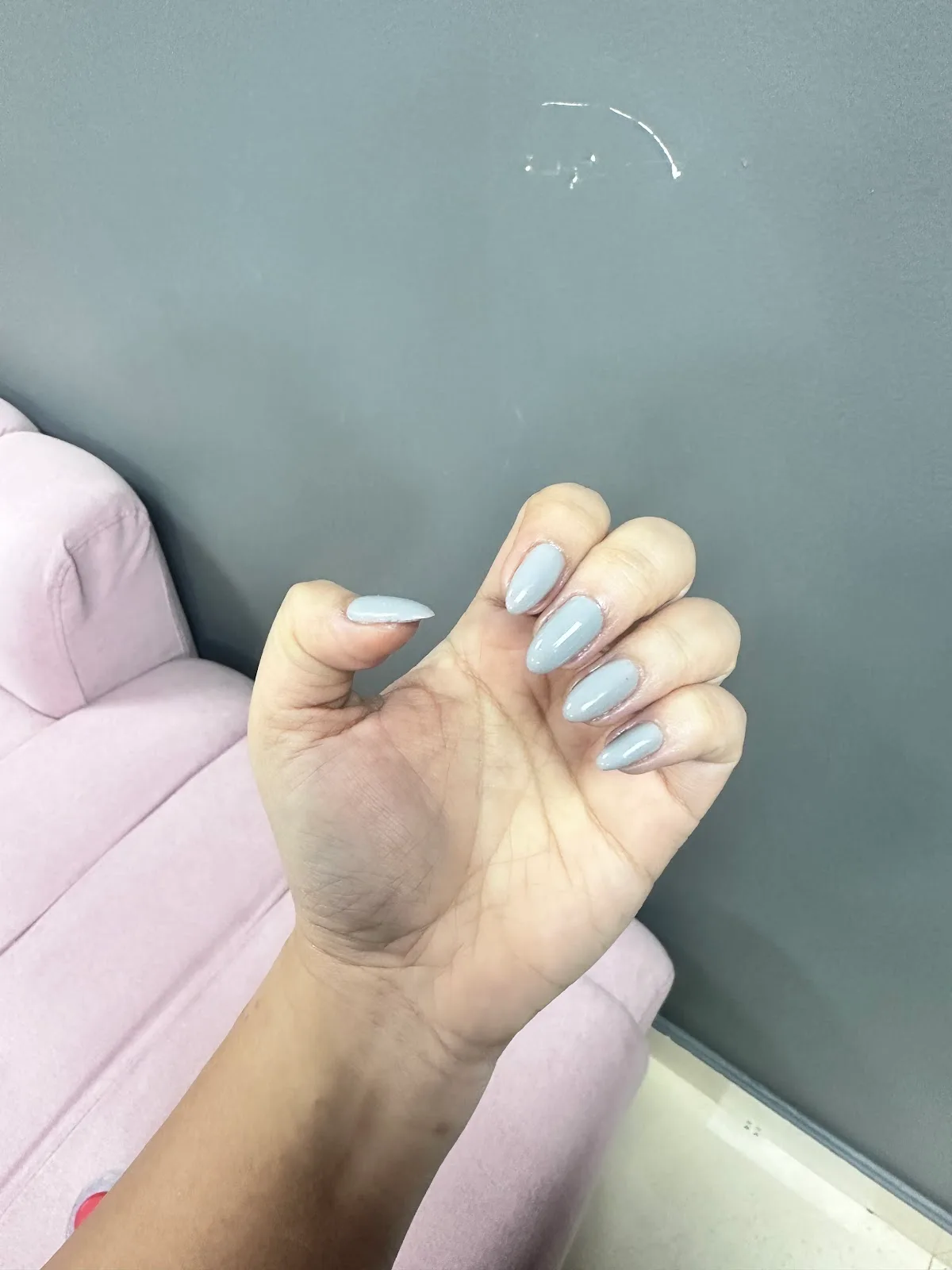 Powder blue oval gel nails