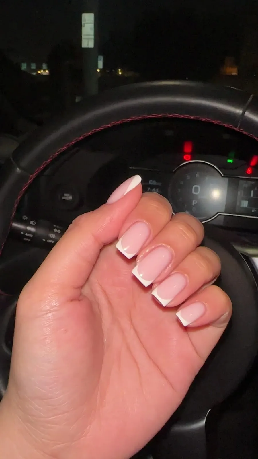 Soft white French tip manicure