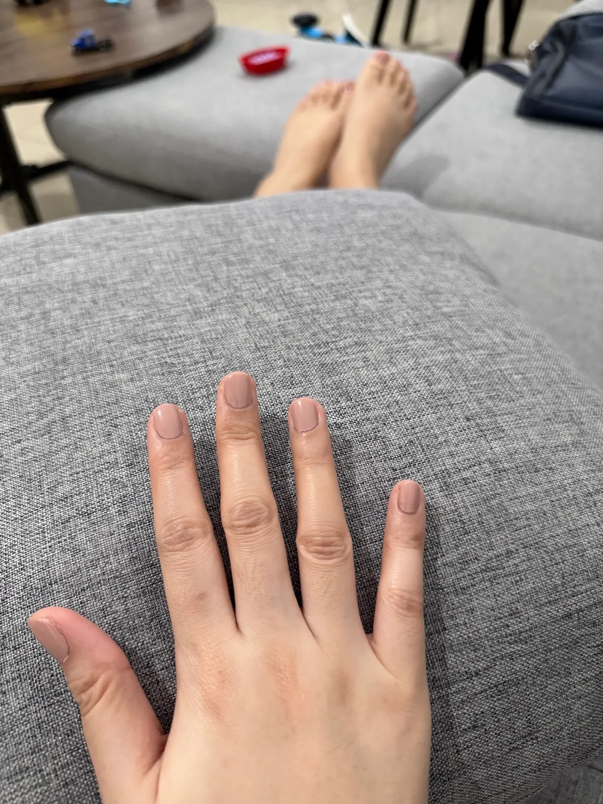 Neutral nude gel manicure