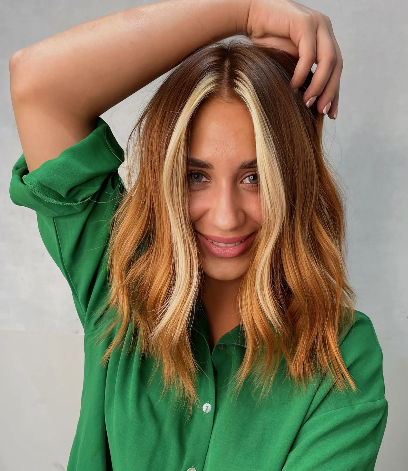 Warm honey and copper balayage created at Copacabana