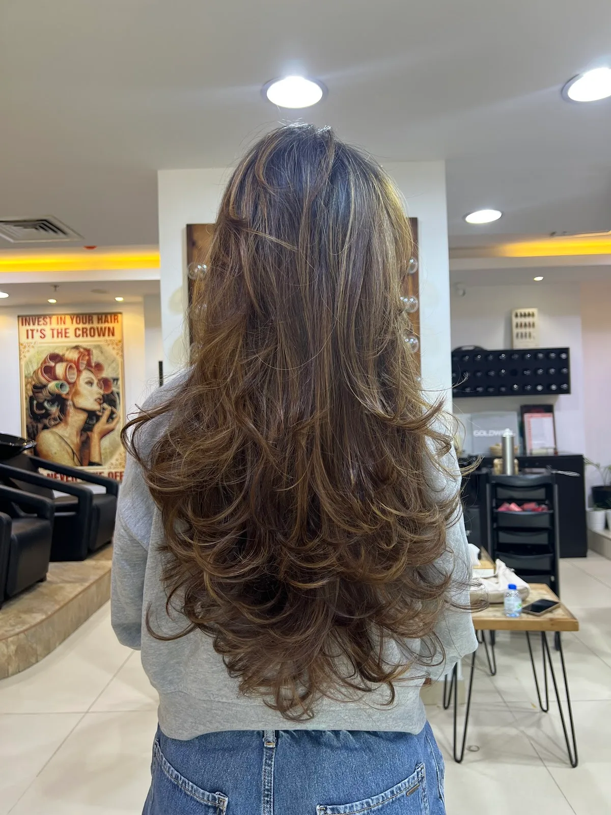 Layered blow-dry styled at The S