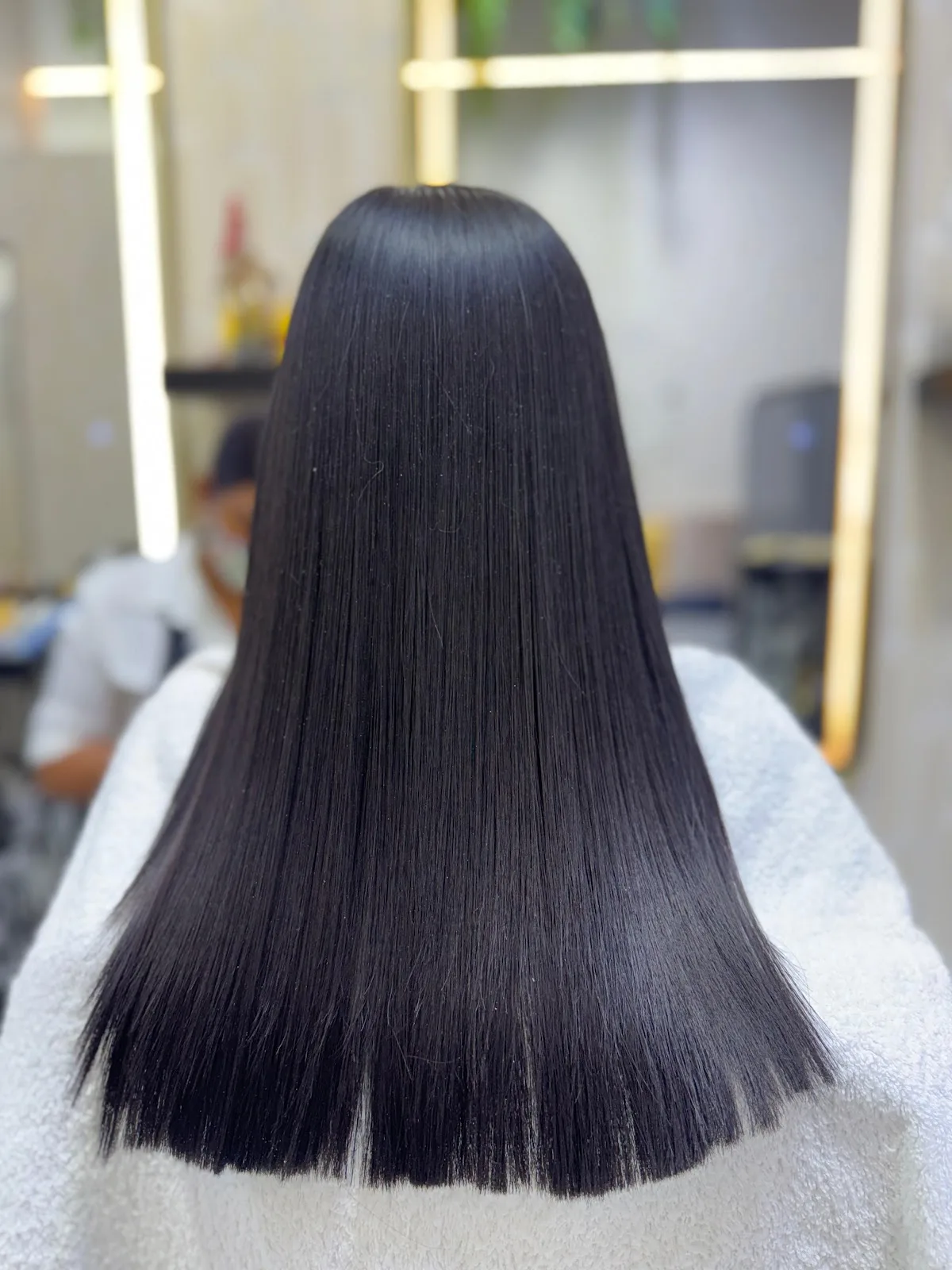 Glossy straight hair finished at The Royalty Beauty Salon