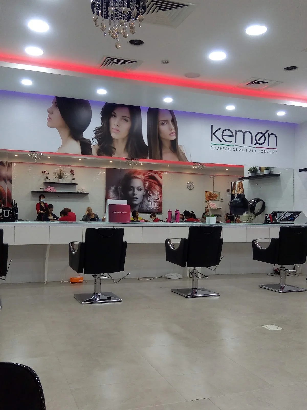 Salon hair styling stations inside the centre