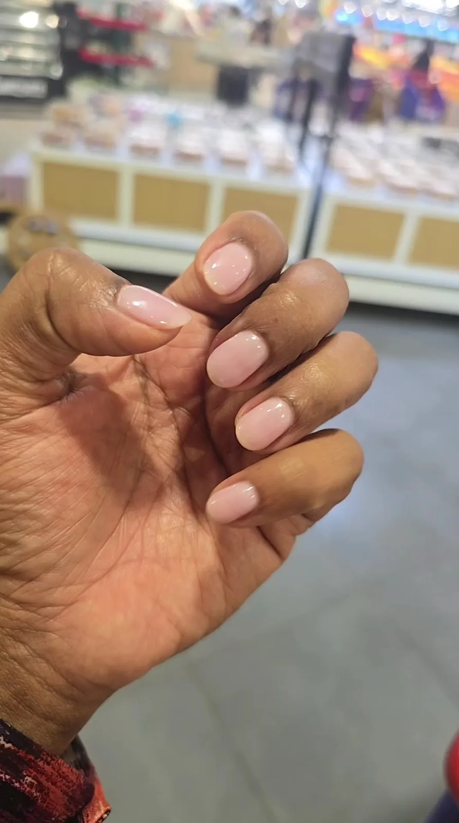 Sheer pink natural manicure
