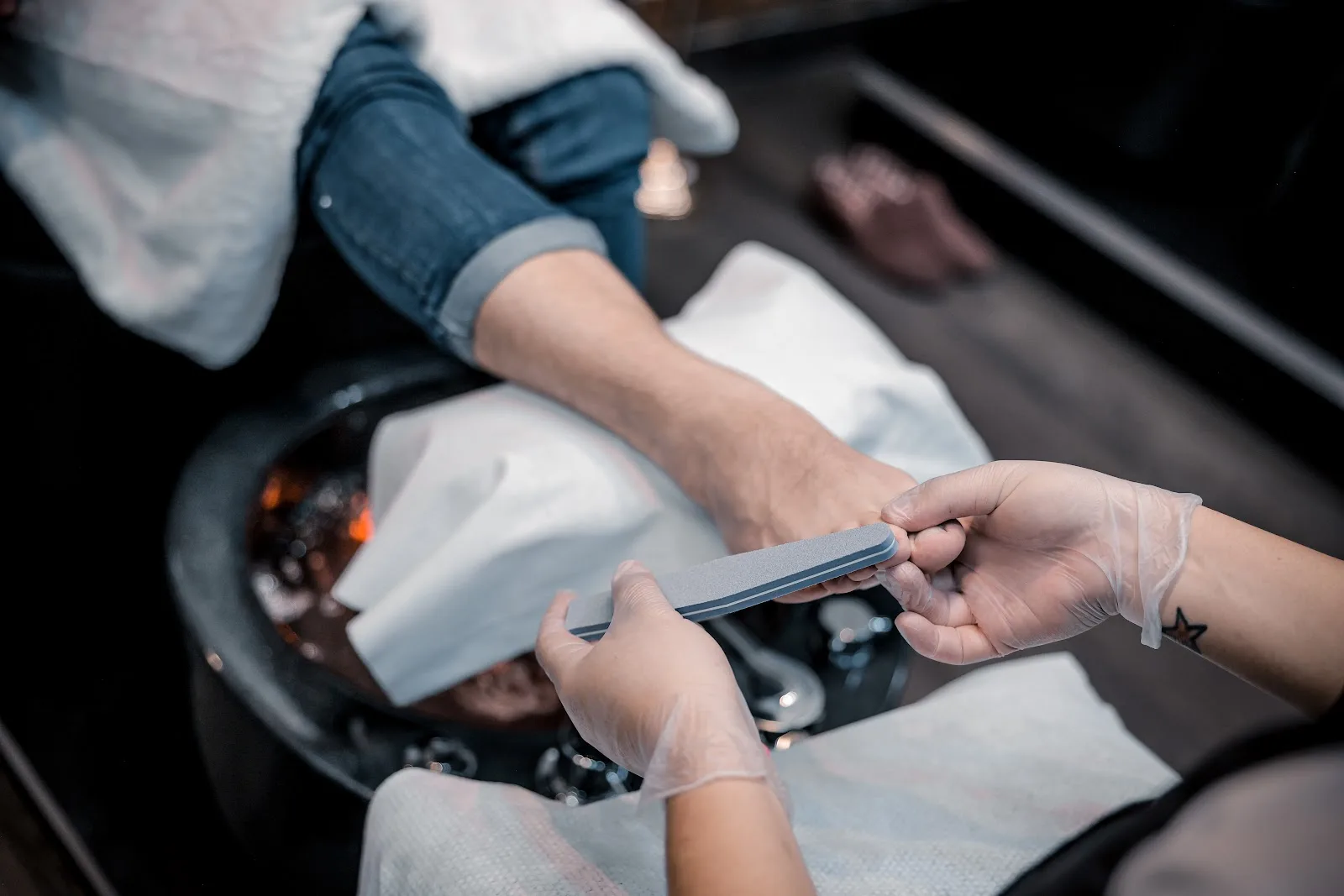 Manicure detailing in progress