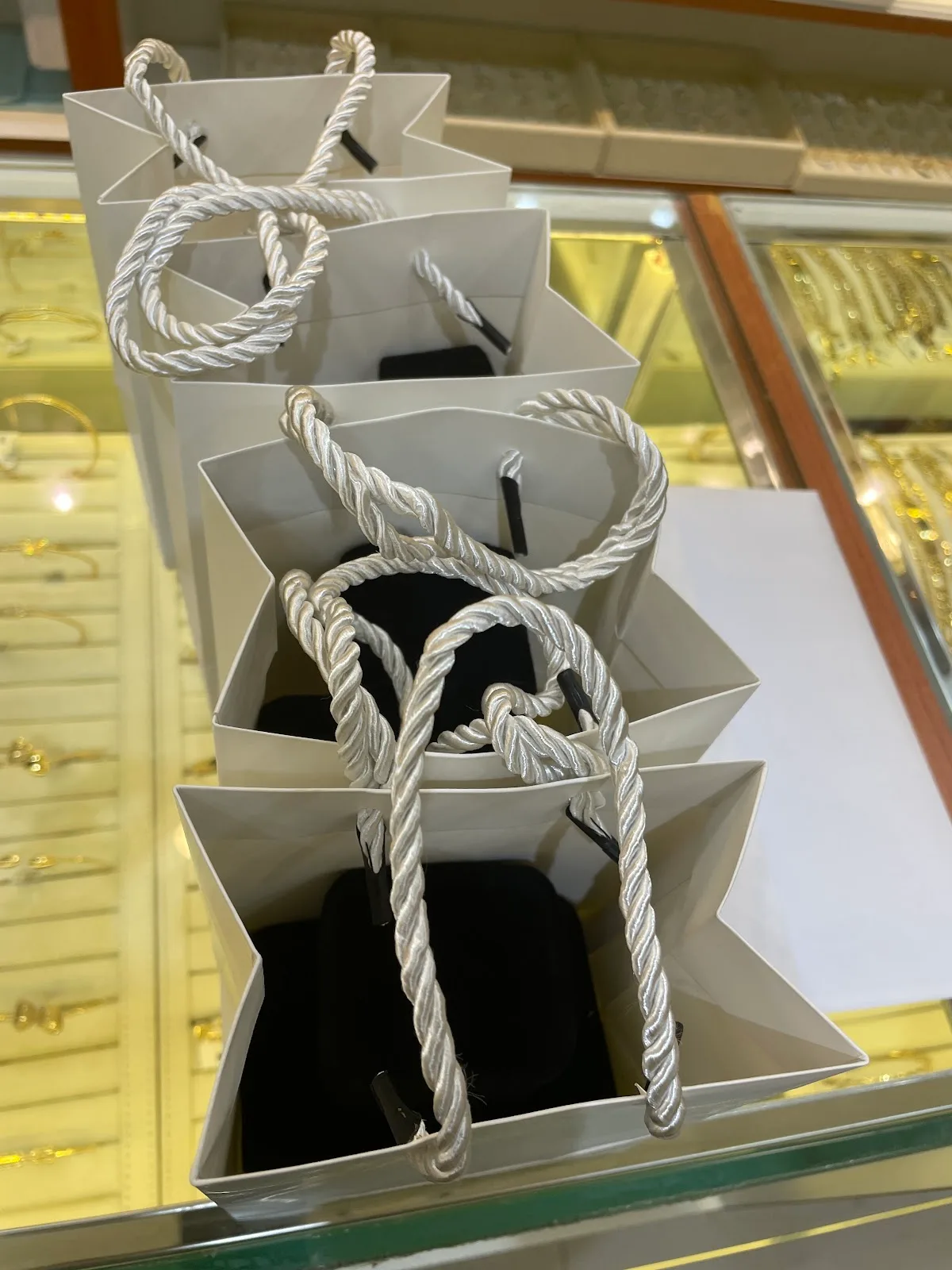 A row of Lee Mark shopping bags