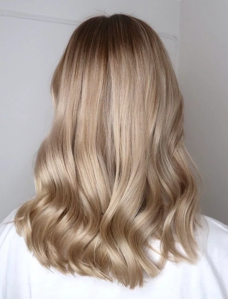 Soft blonde balayage colour result