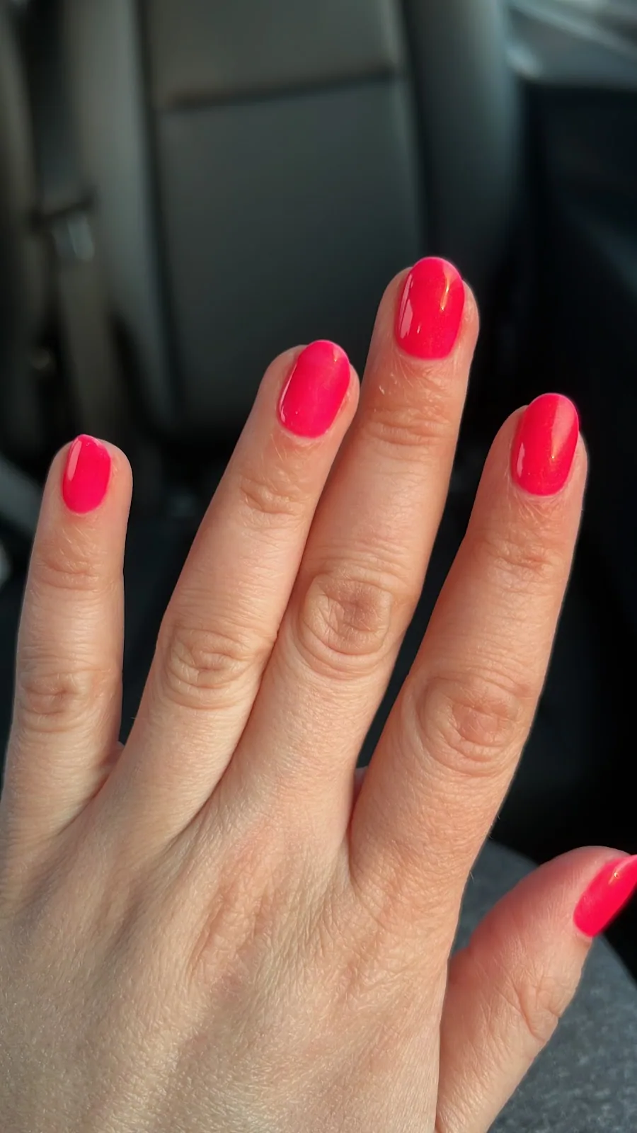 Bright pink gel manicure