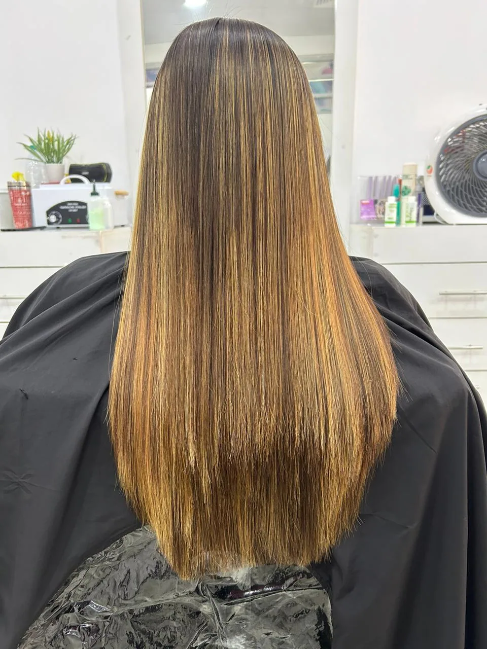 Keratin smoothing treatment, sleek glossy hair