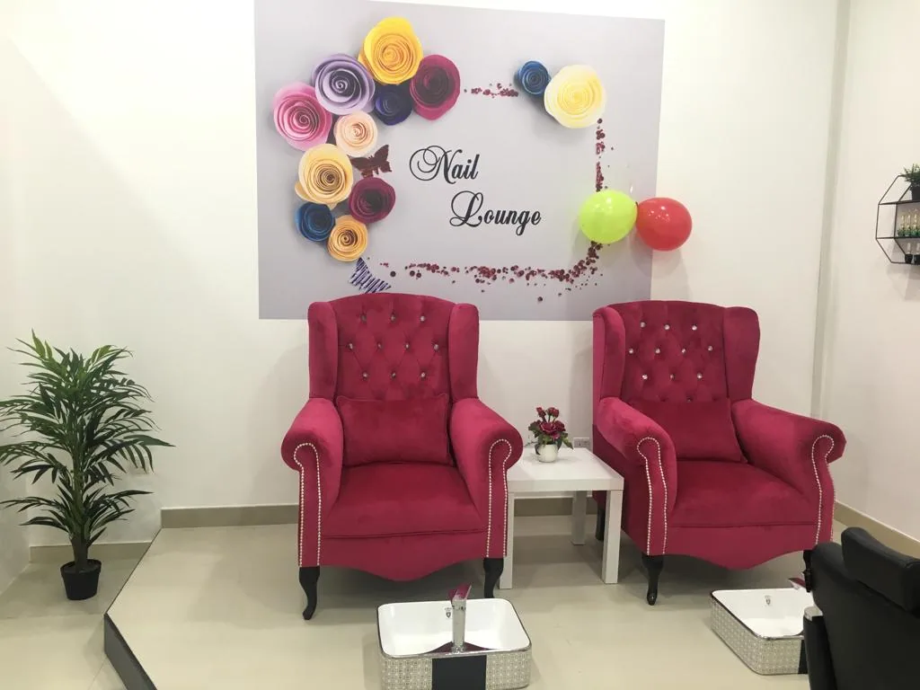 The Nail Lounge with velvet armchairs