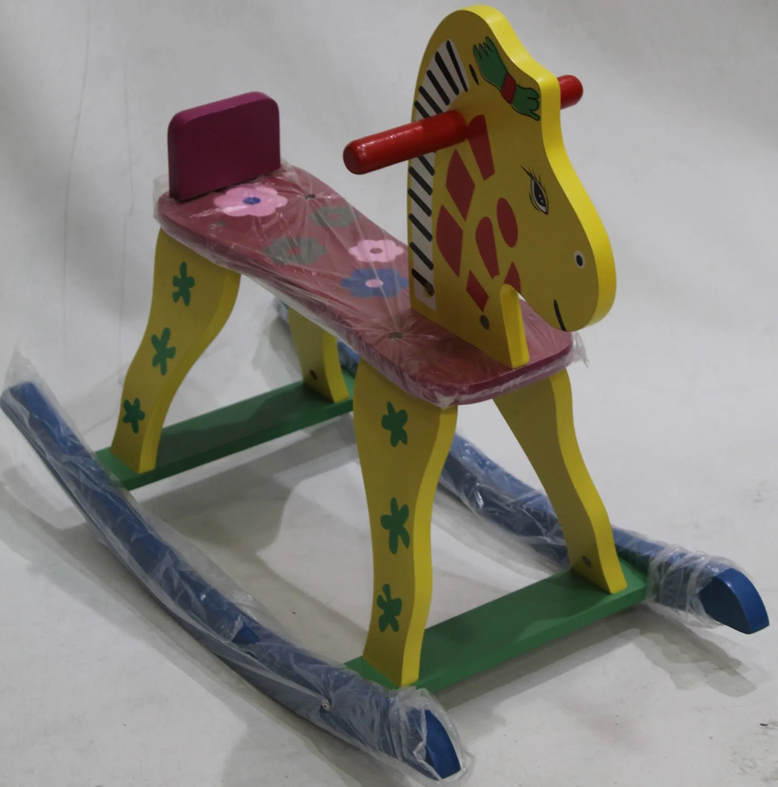 Hand-painted wooden rocking horse