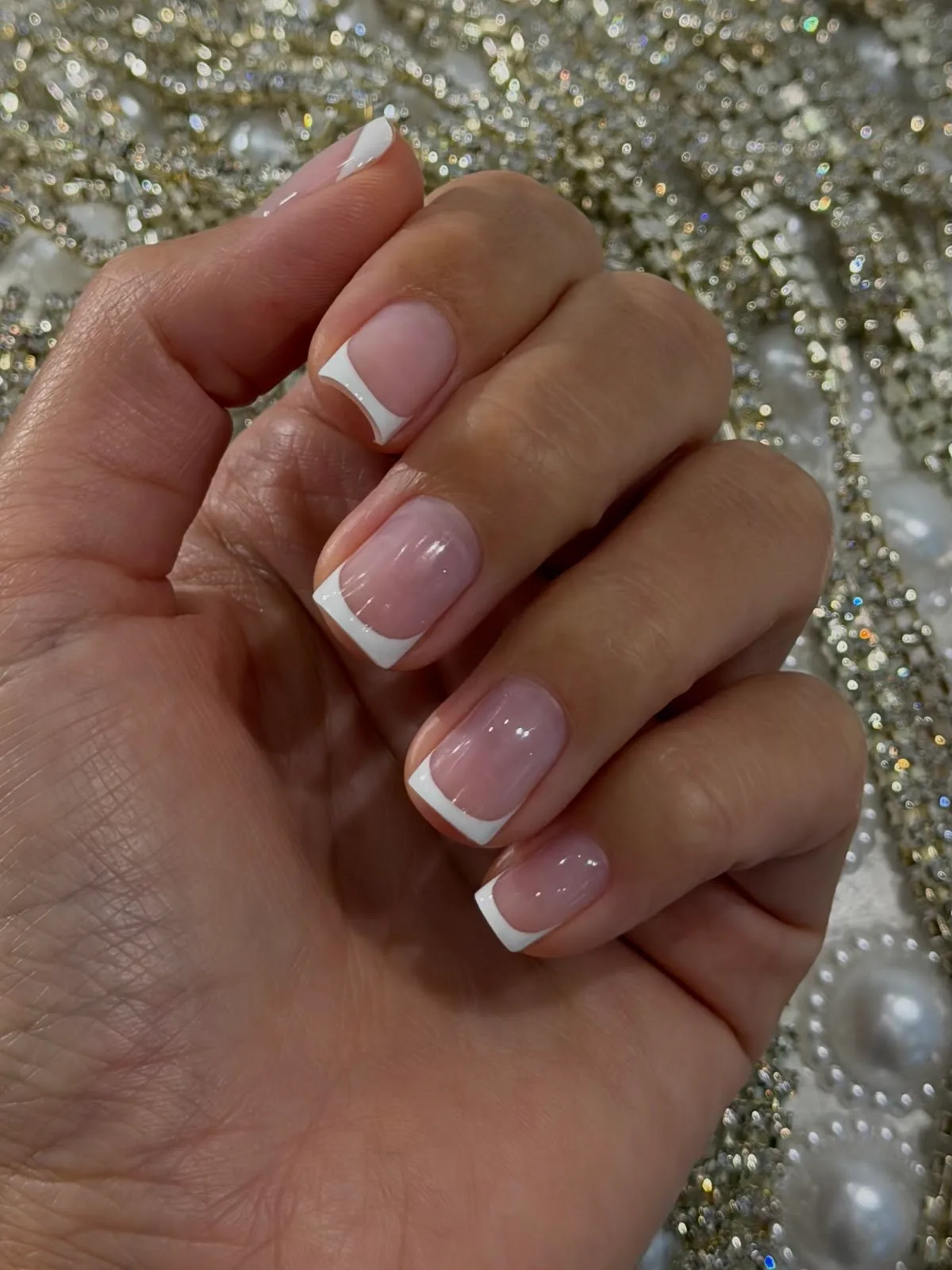 French manicure done at CRUSH beauty salon