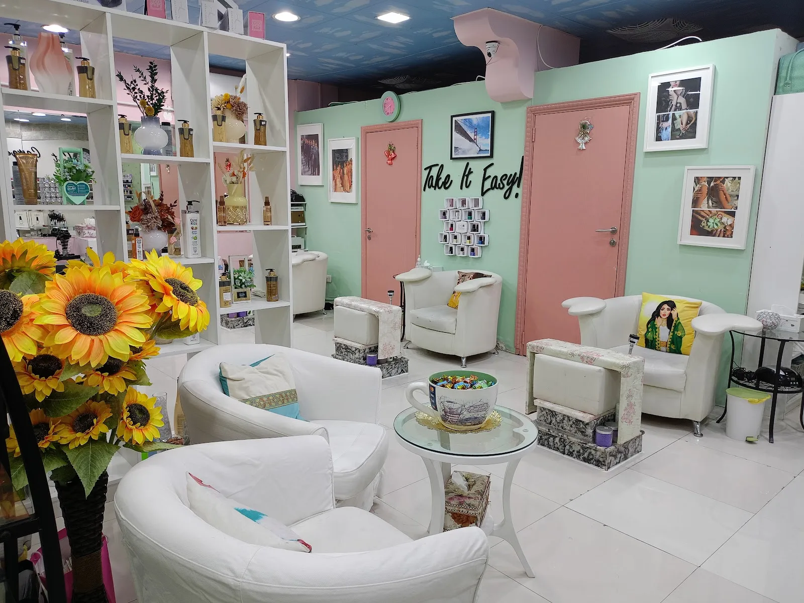 Seating lounge inside Runway Glam Ladies Salon