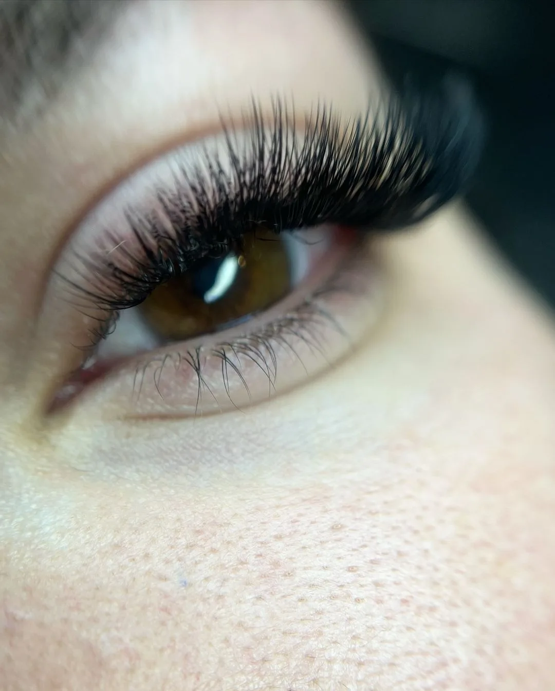 Volume lash extensions close-up