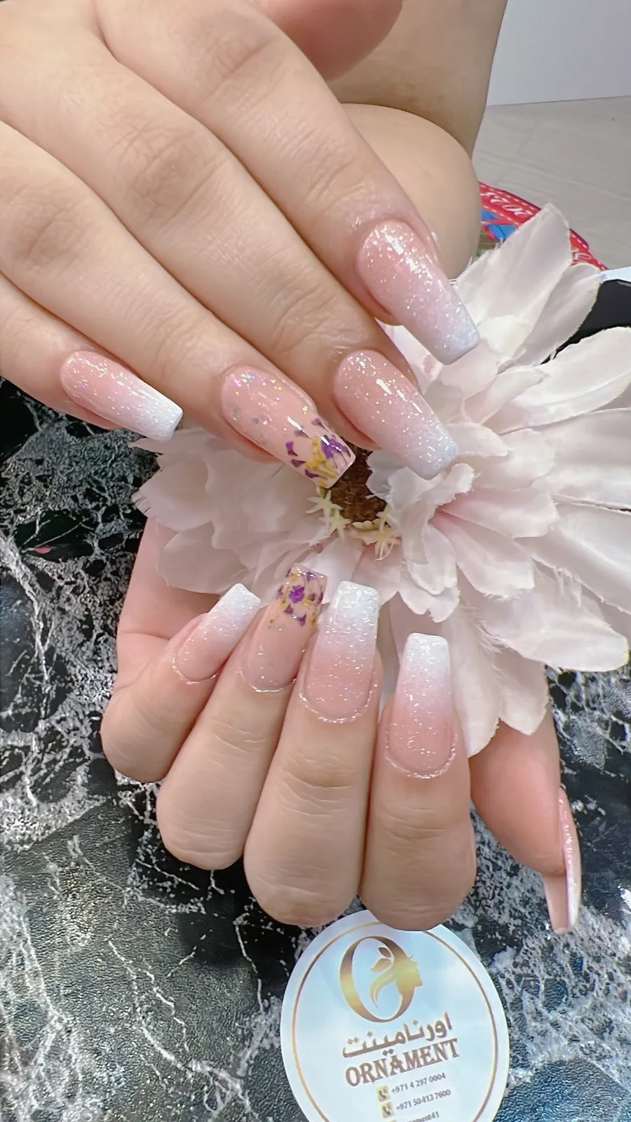 Glitter ombre acrylic nail art