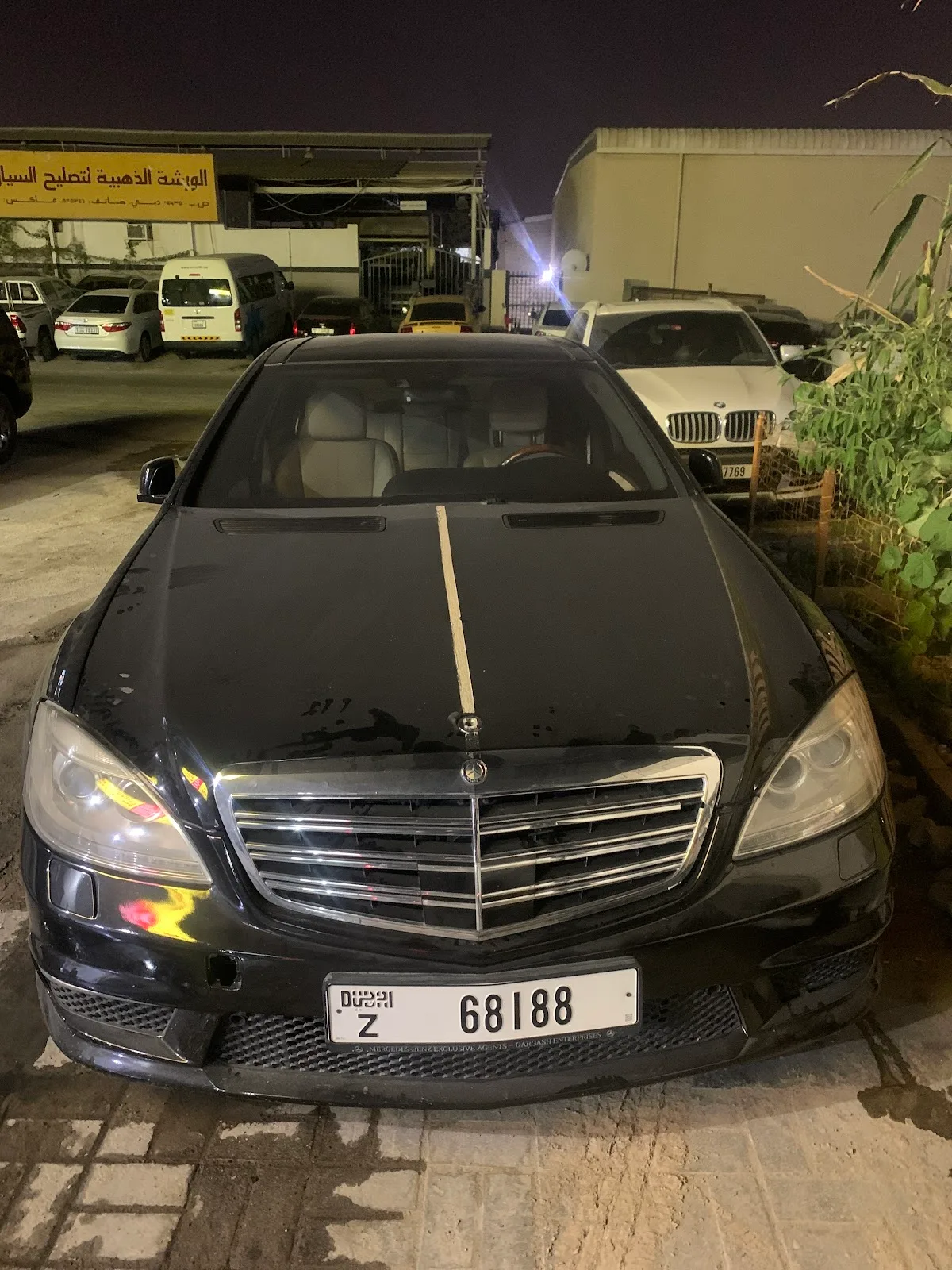 A black Mercedes-Benz S-Class at Bindarwash Garage
