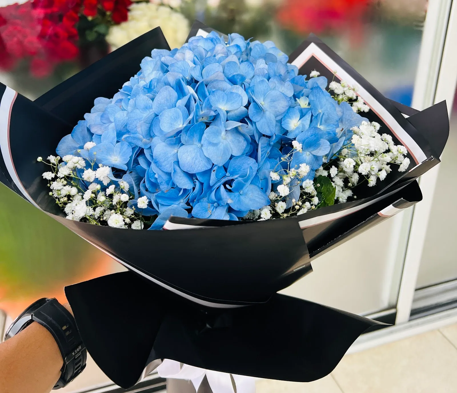 Blue hydrangea bouquet