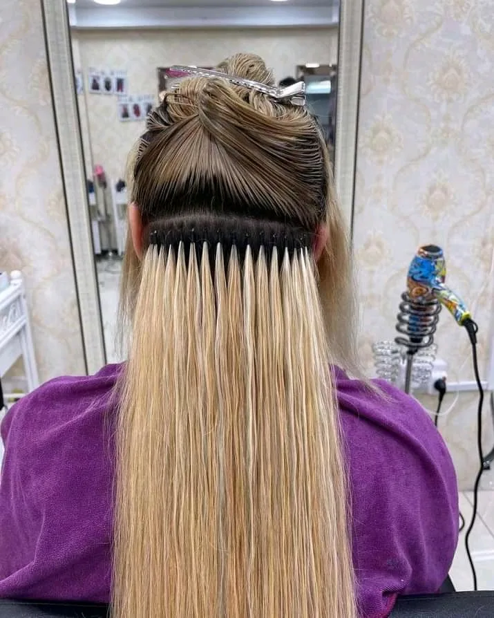 Blonde extensions installed