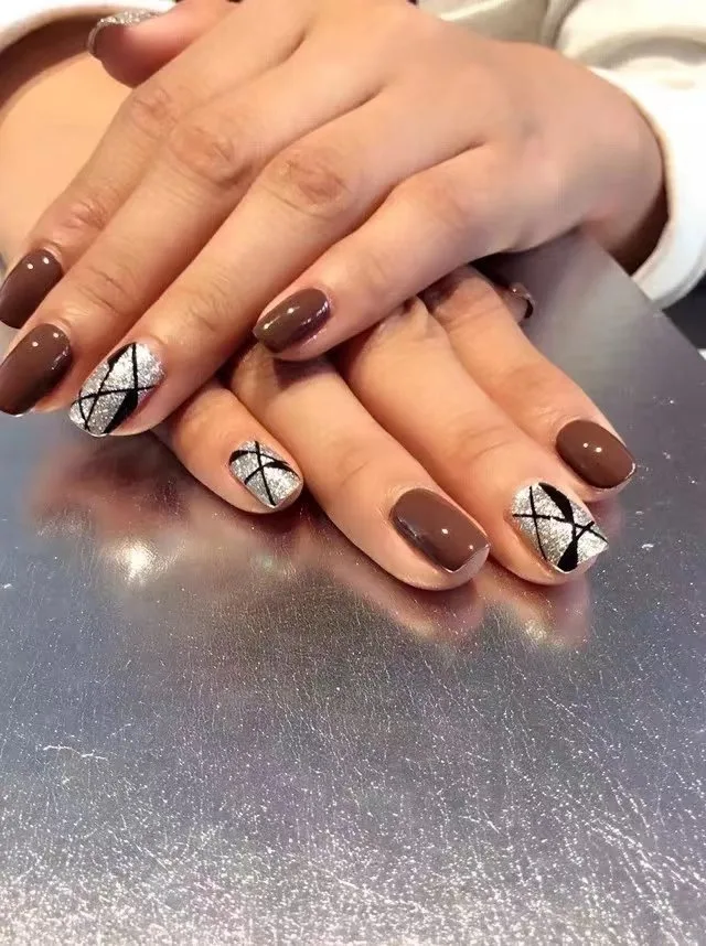 Detailed nail art manicure