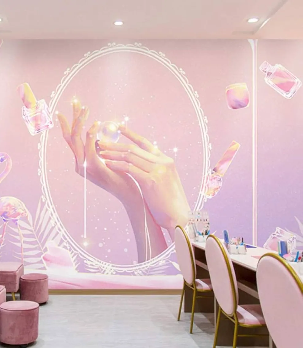 Soft pink manicure and pedicure corner at Elegant Essence