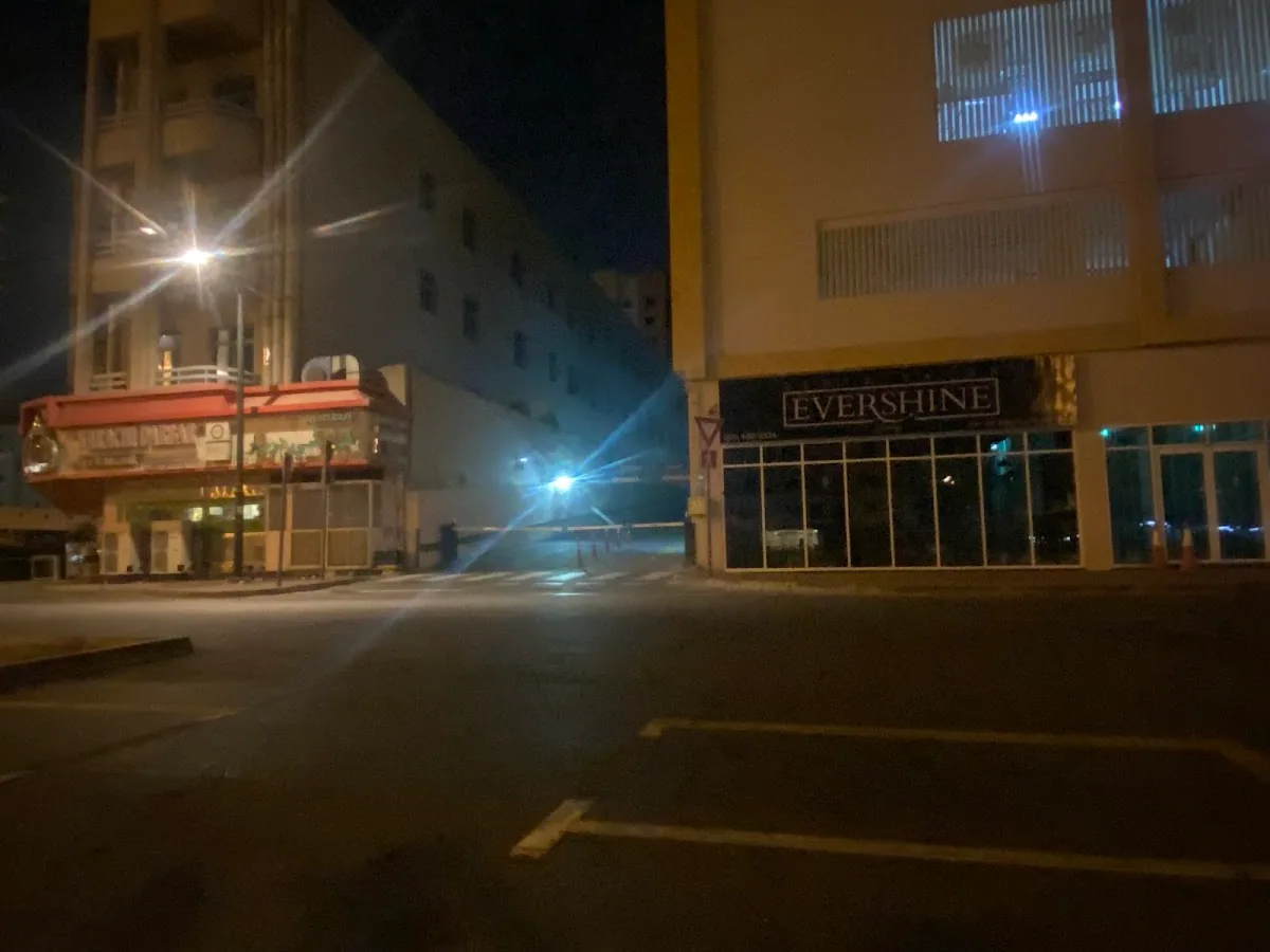 Evershine salon frontage on Amman Street, Al Nahda, Dubai at night