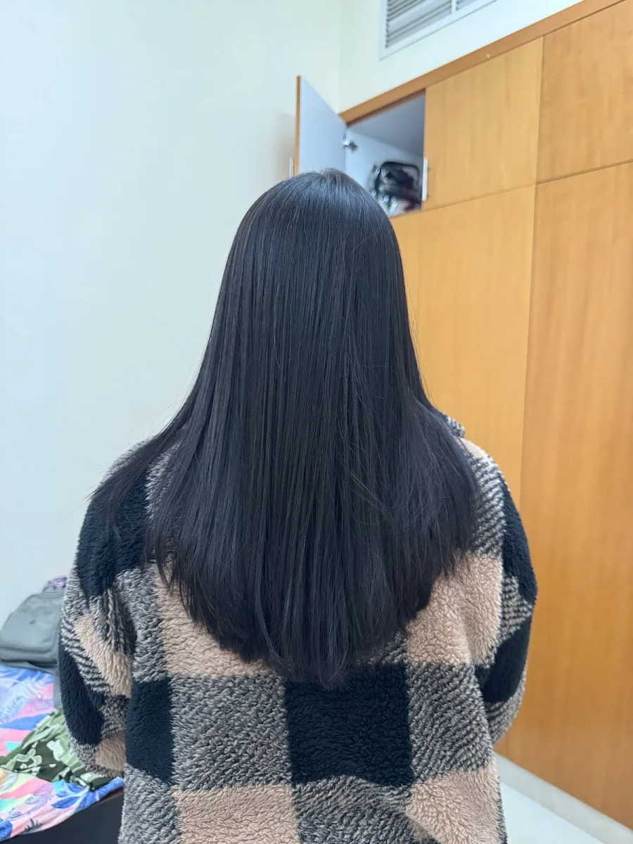 Glossy fresh blow-dry hair result