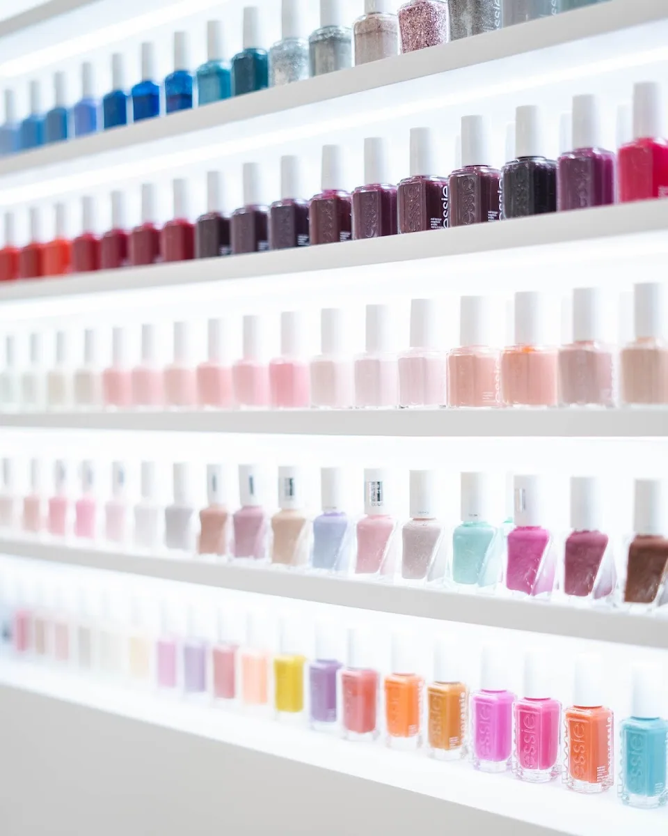 Wall of nail polish colours at the colour bar