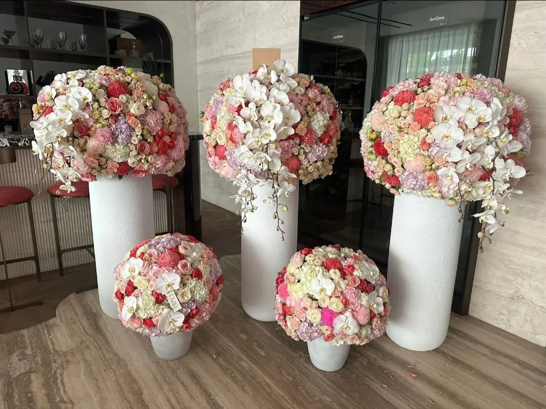 Luxury floral pillar arrangements
