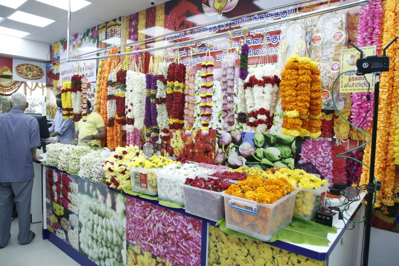Fresh flower garlands for temple and pooja