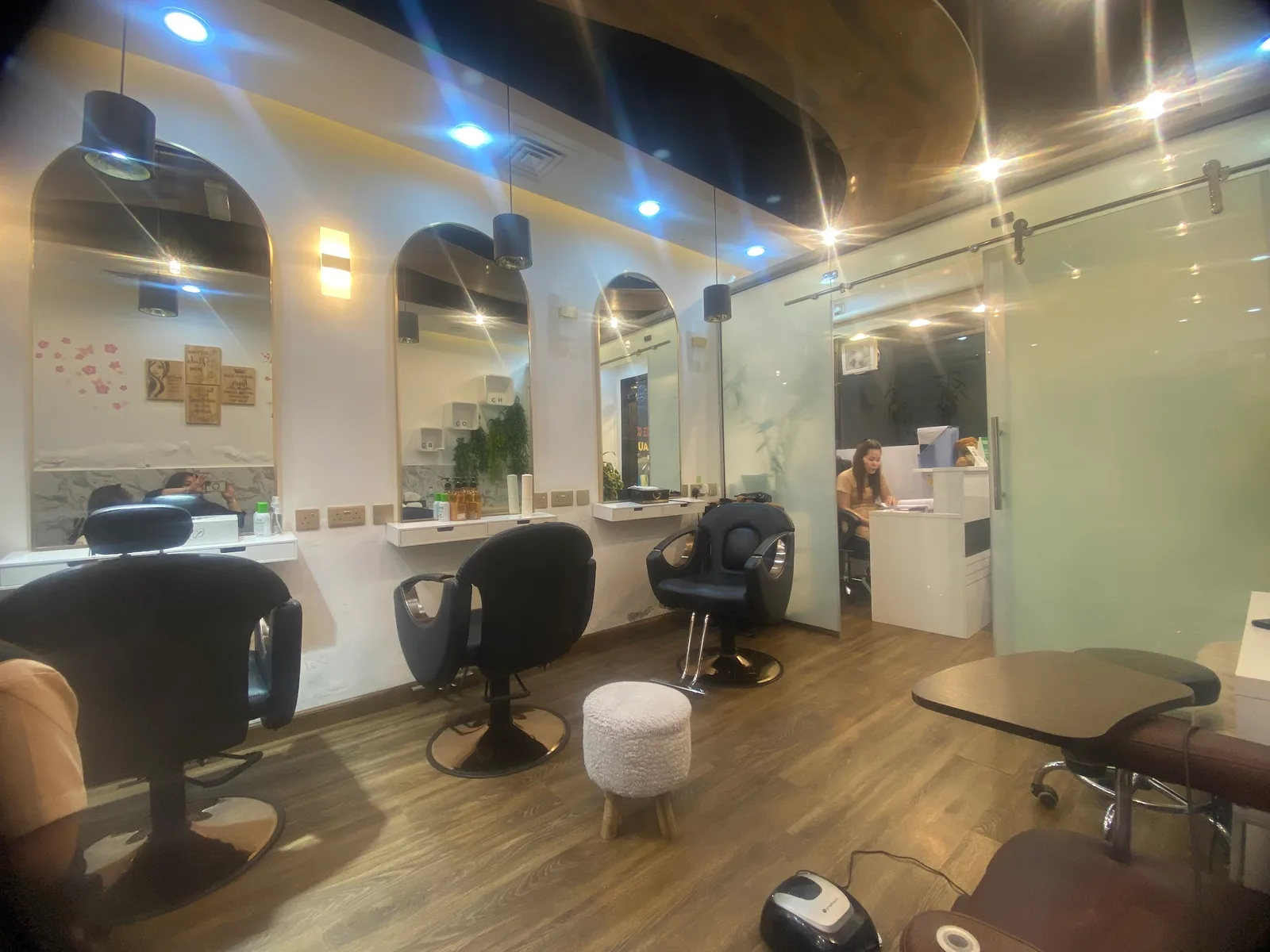 Inside Fresh Look salon with styling chairs and mirrors