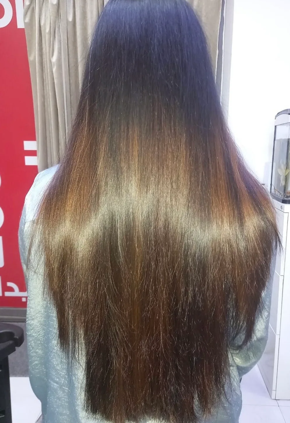 Long hair with a graduated ombré colour