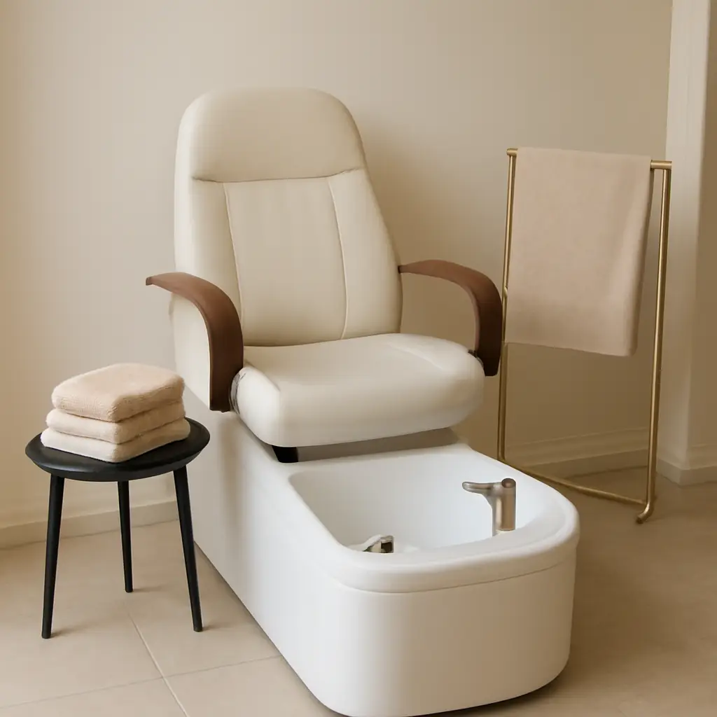 Pedicure spa chair with fresh towels