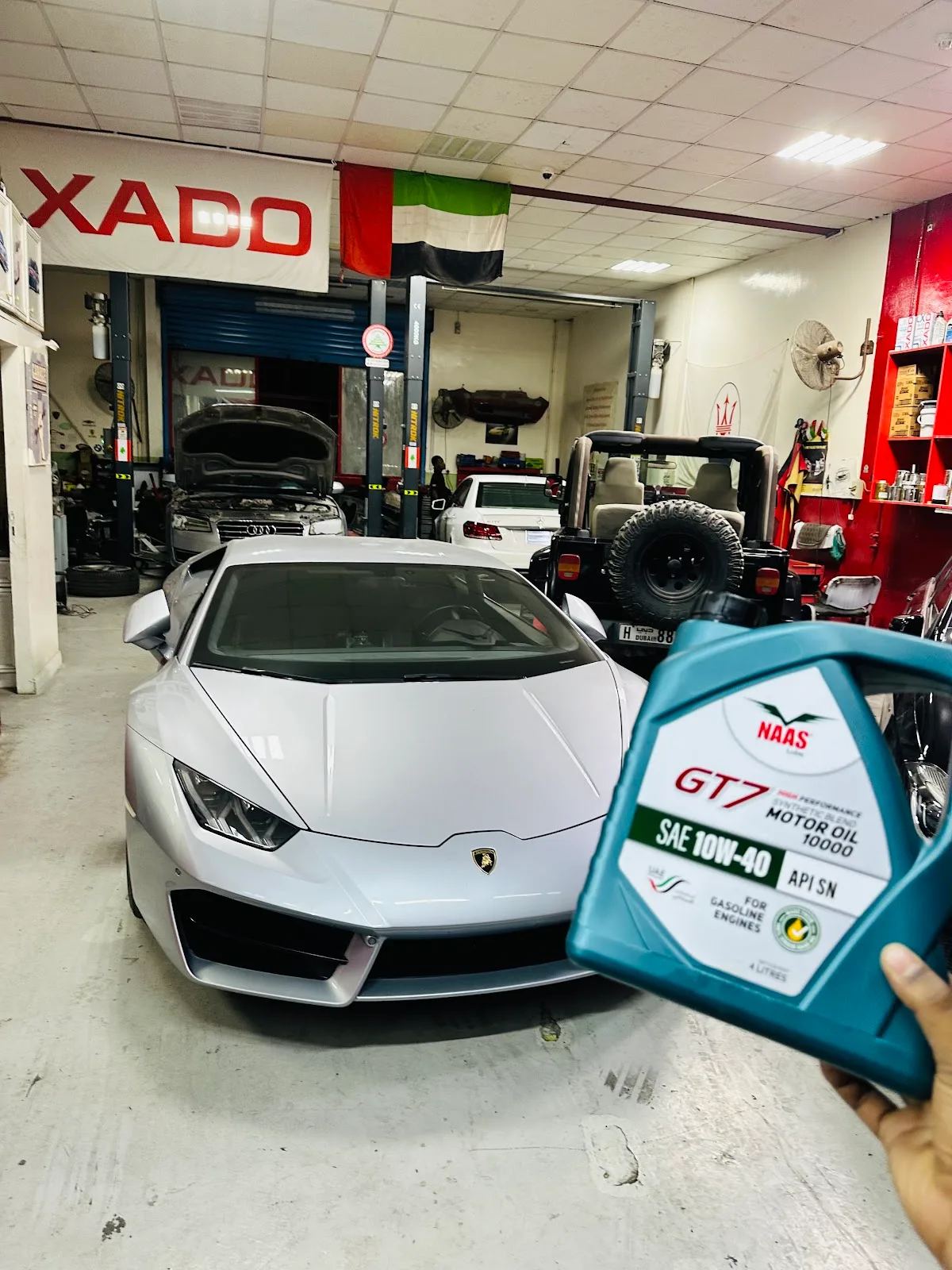 Oil and fluids service on a Lamborghini Huracán