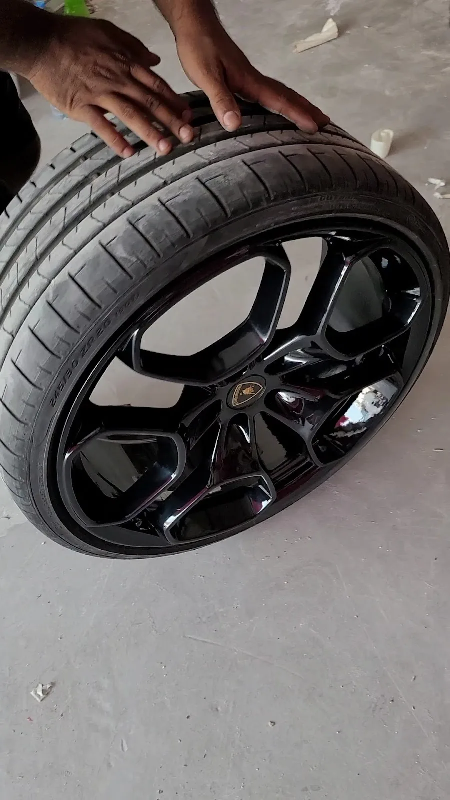 Refinished gloss-black alloy wheel