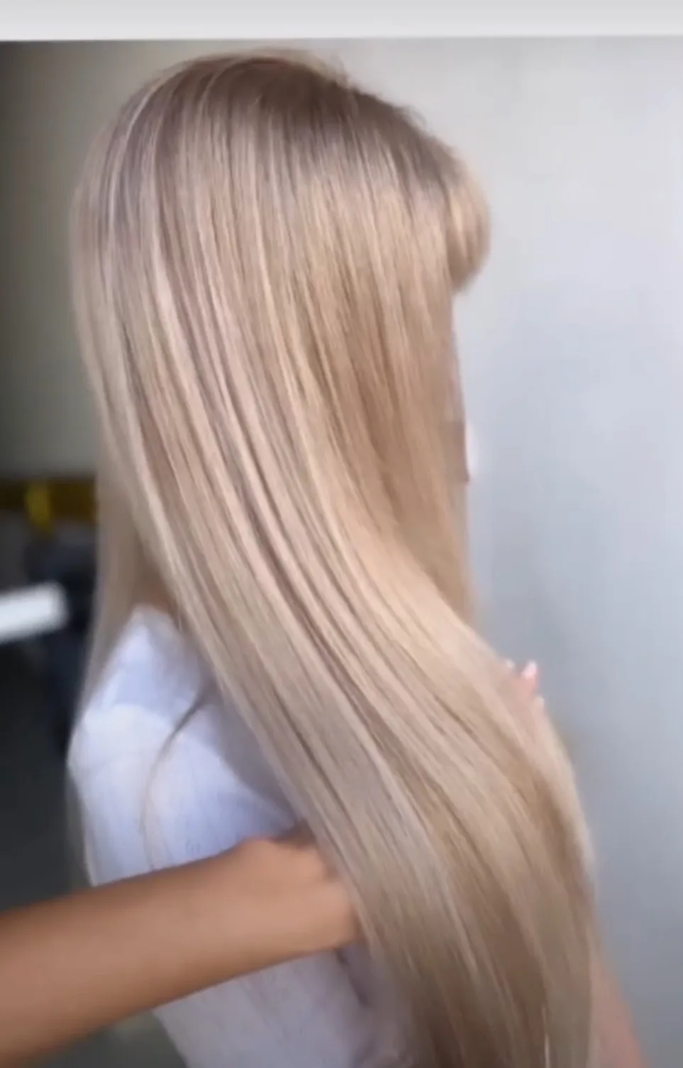 Blonde hair colour and gloss finish