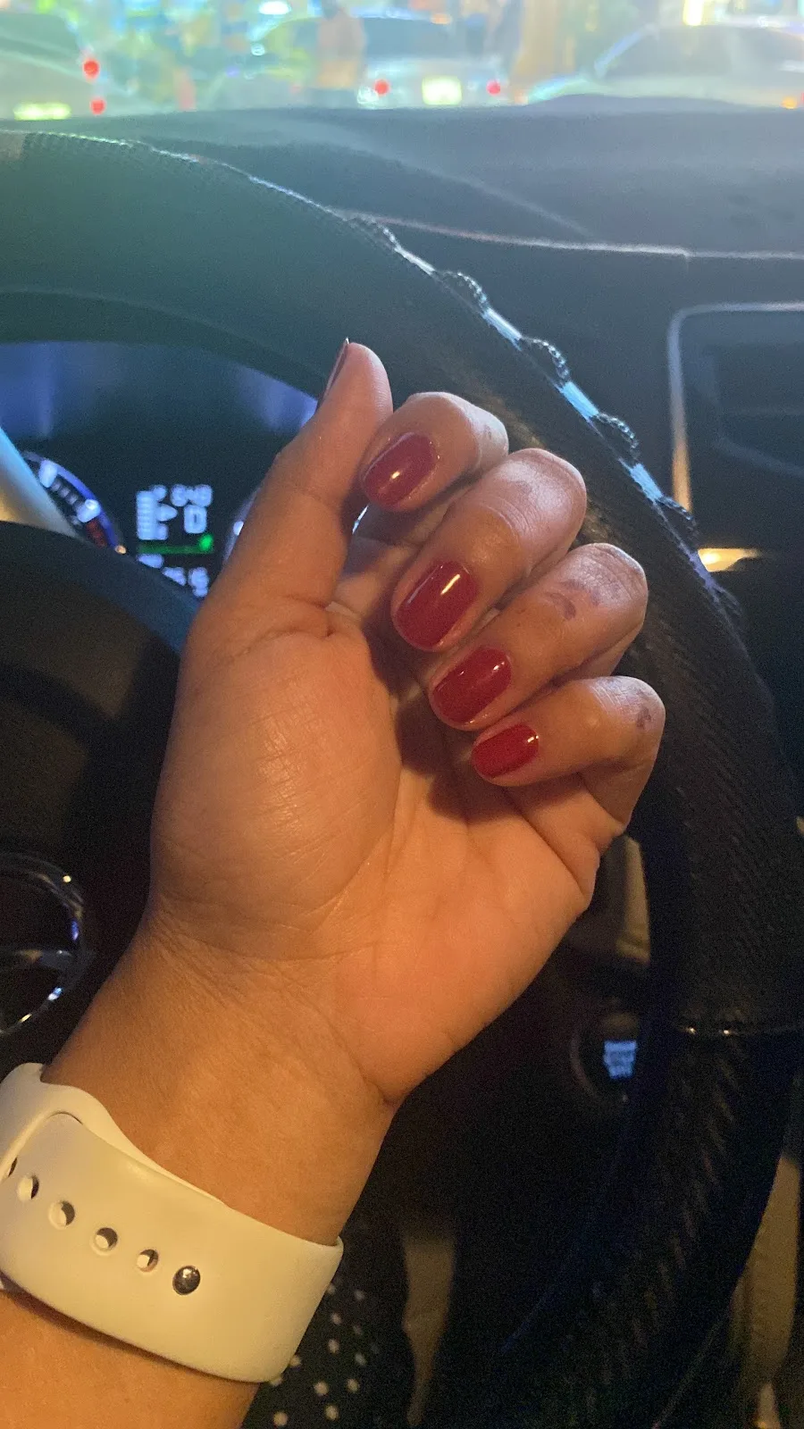 Classic glossy red gel manicure